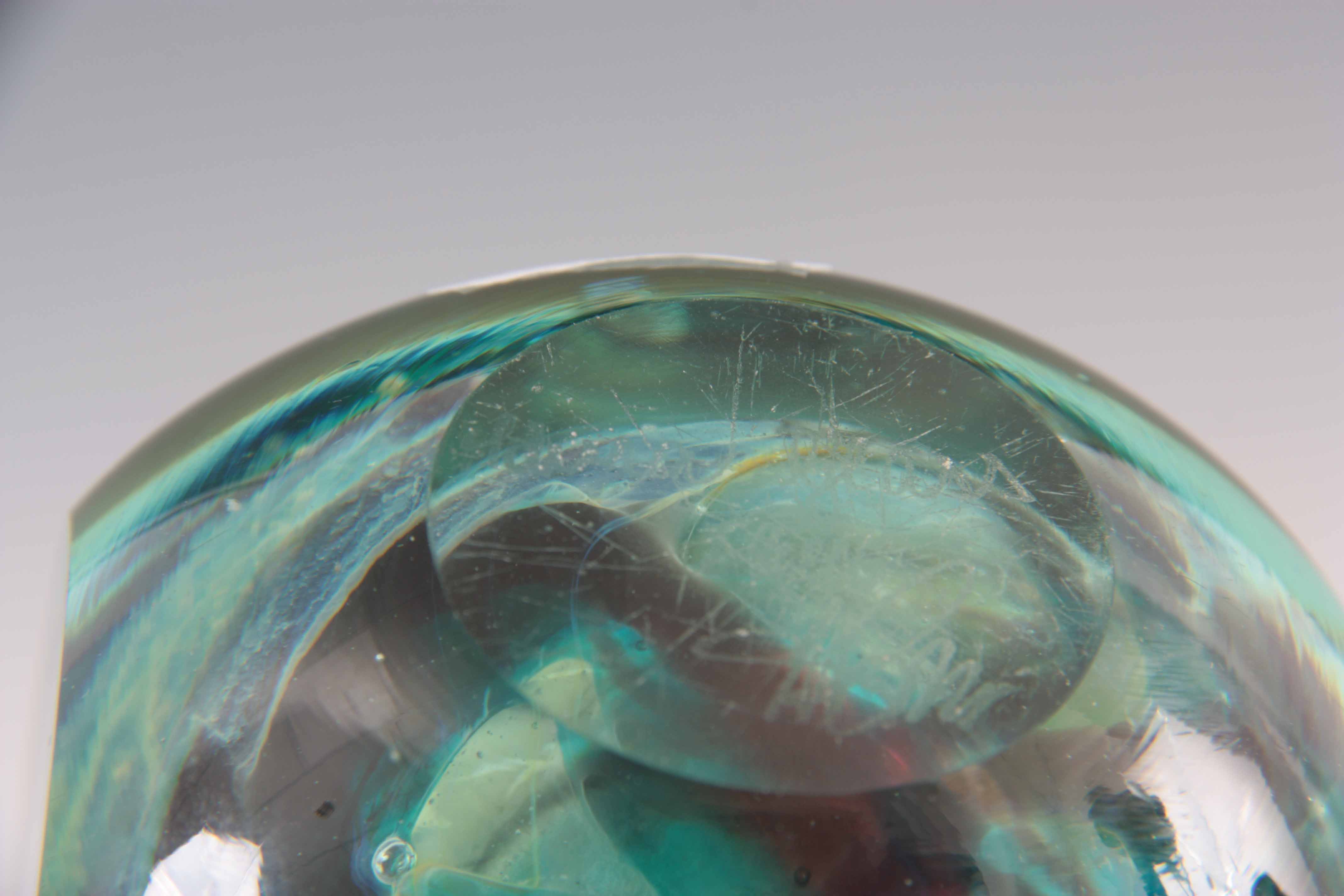 A MDINA GLASS LOLLIPOP VASE circa 1970s with faceted sides, signed, 18cm high 9.5cm wide. - Image 7 of 8