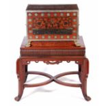 AN 18TH CENTURY ANGLO INDIAN ROSEWOOD CAMPAIGN TABLE WRITING BOX white metal and brass inlays in the