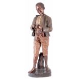 FRIEDRICH GOLDSCHEIDER. A RARE LATE 19TH CENTURY AUSTRIAN LIFE-SIZE POLYCHROME PAINTED TERRACOTTA