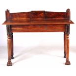 AN UNUSUAL 18TH CENTURY ARBUTUS WOOD IRISH SERVING TABLE with angled super-structure, moulded top