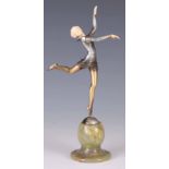 STEFAN DAKON, AUSTRIA (1904 - 1992). AN EARLY 20TH CENTURY SILVERED AND GOLD COLD PAINTED BRONZE