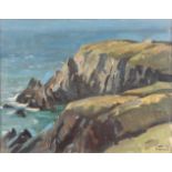 OIL ON CANVAS. Coastal scene 39.cm high, 49.5cm wide - indistinct signature in a glazed gilt moulded