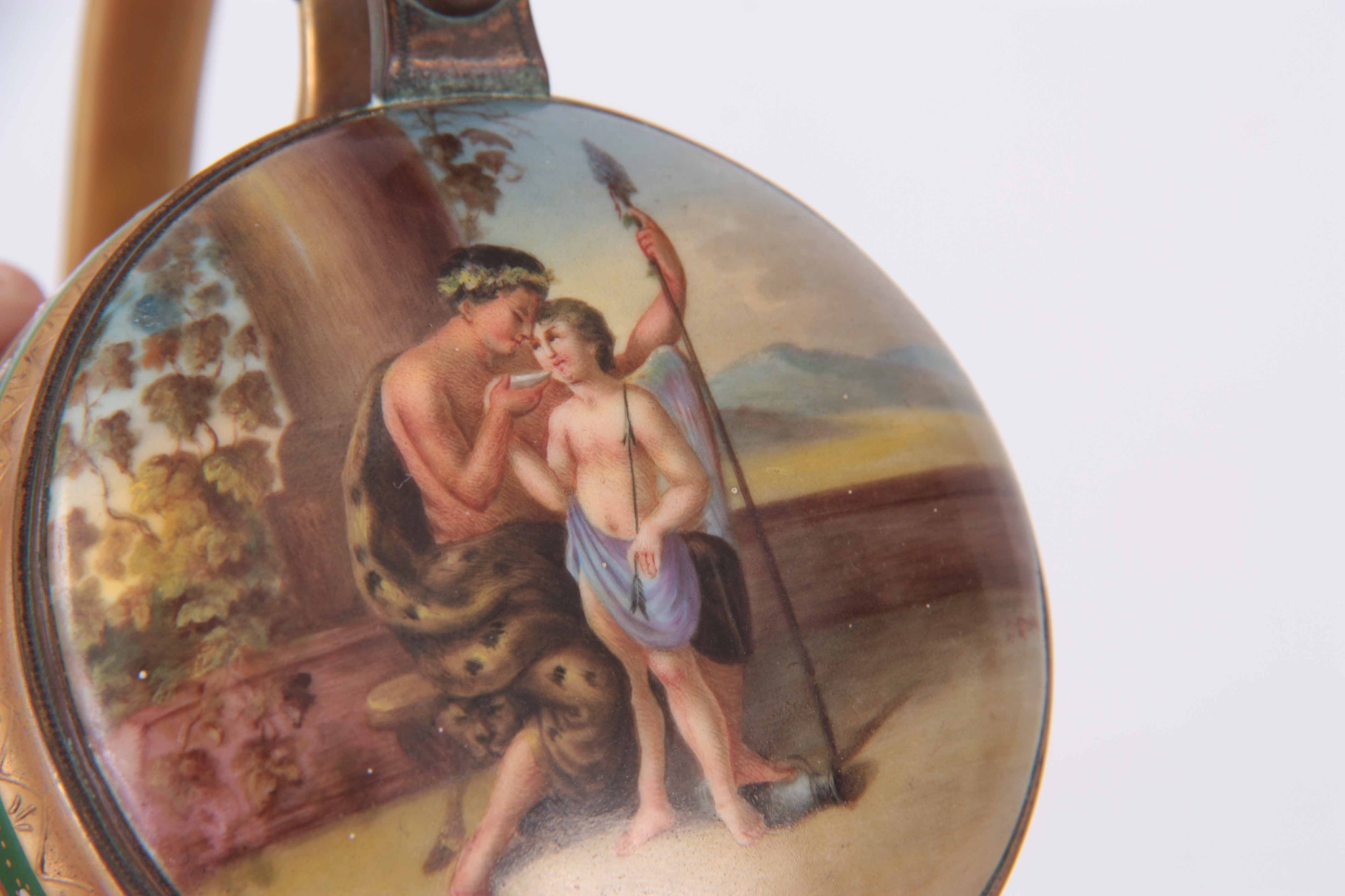 AN EARLY 20TH CENTURY ROYAL VIENNA PORCELAIN LIDDED TANKARD “Amor u. Psyche” with gilt metal front - Image 3 of 7