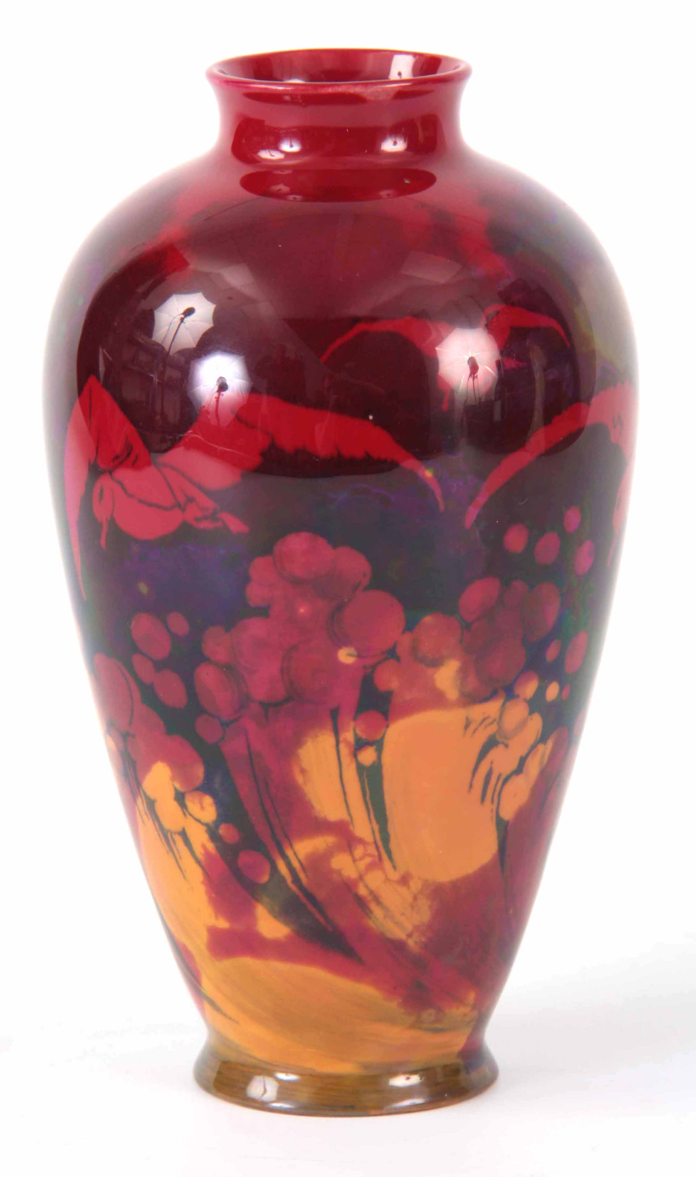 A RARE DOULTON FLAMBE VASE decorated with an Albatross - having an original label inside 18cm high