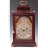 BENJAMIN WARD, LONDON. A GEORGE III MAHOGANY VERGE BRACKET CLOCK the figured bell top pediment