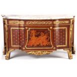 A FINE LOUIS XVI STYLE ORMOLU-MOUNTED MARQUETRY INLAID COMMODE AFTER JEAN HENRI RIESENER the moulded