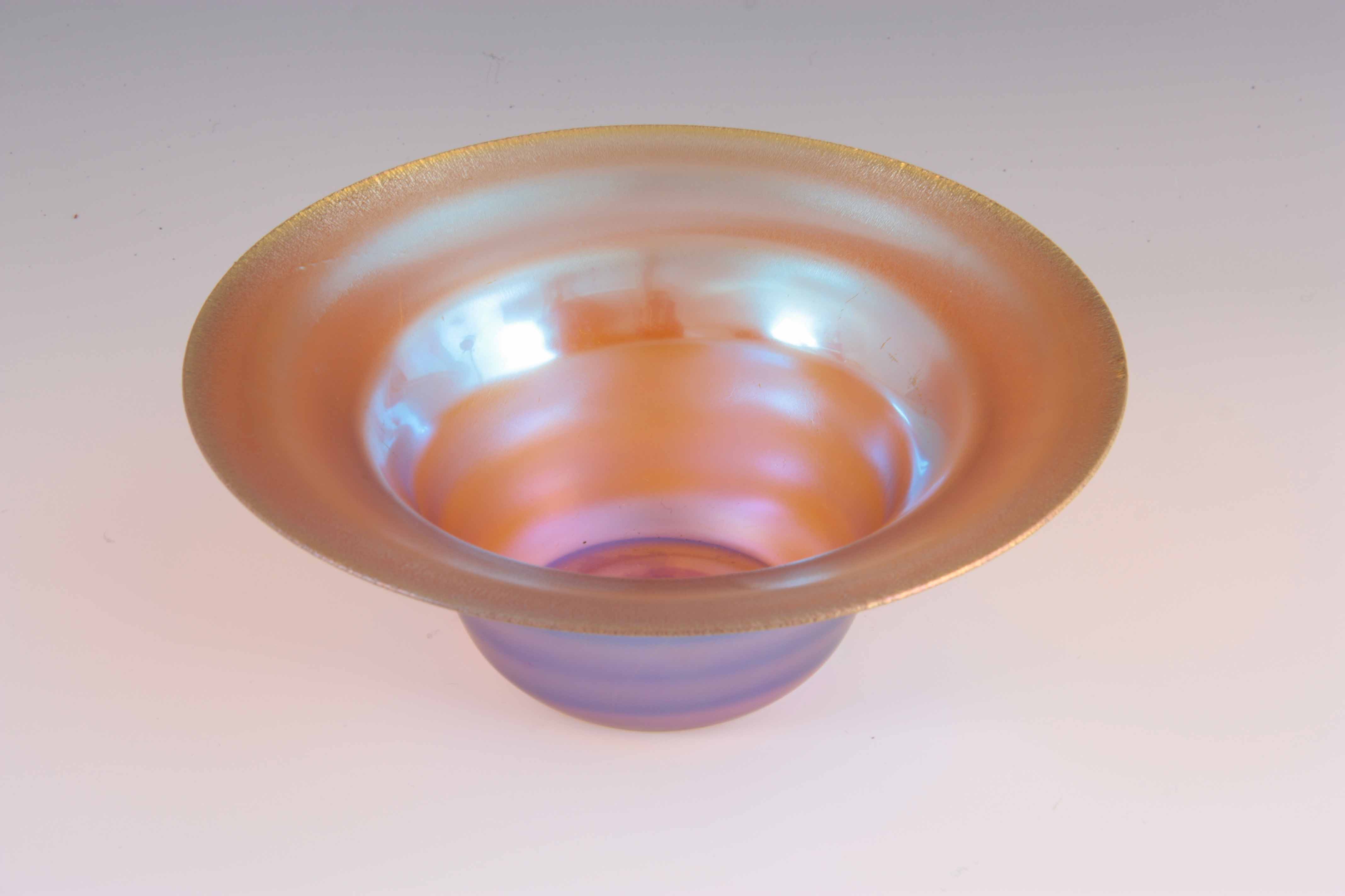 A 20TH CENTURY WMF MYRA GLASS IRIDESCENT BOWL BY KARL WIEDEMANN 8.5cm high, 23cm diameter. - Image 2 of 3