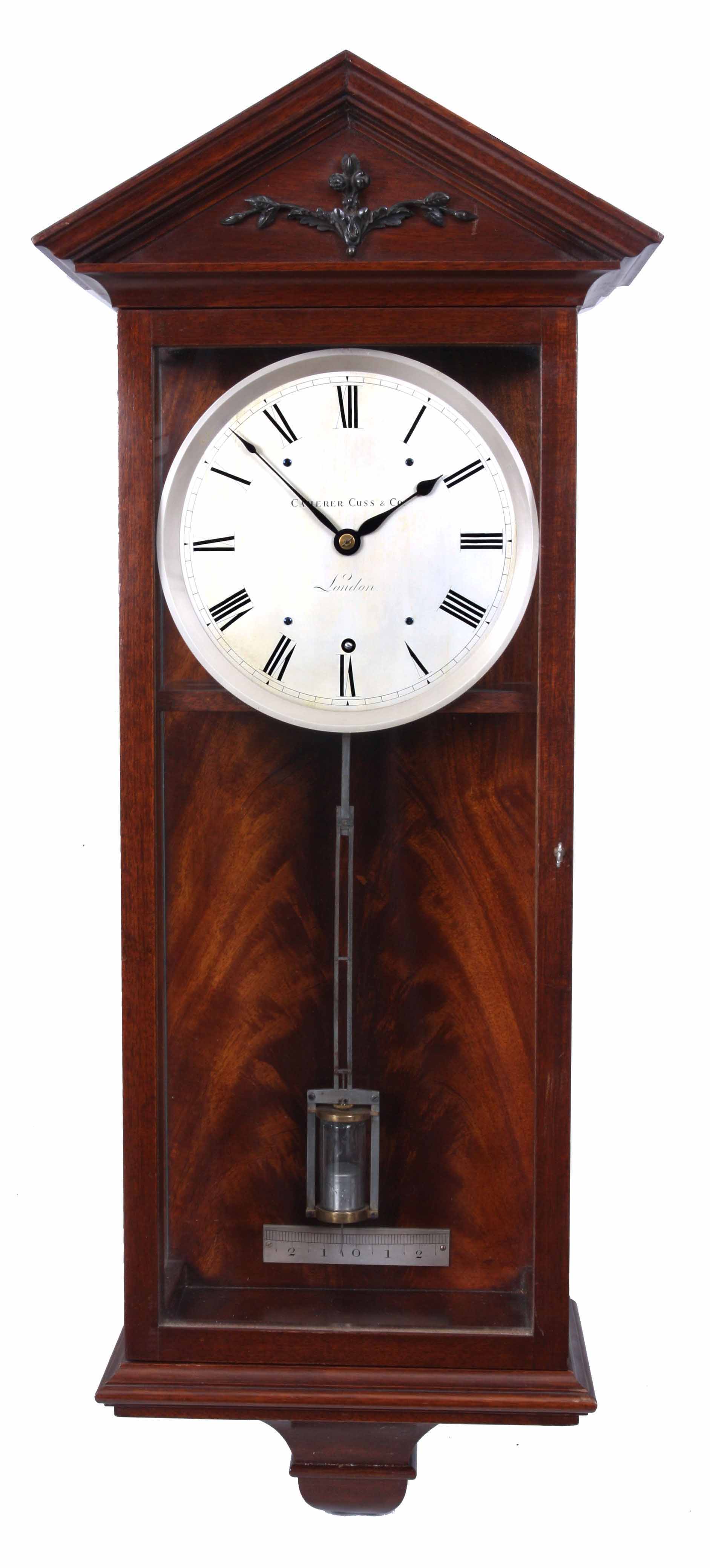CAMERER CUSS & CO, LONDON A FINE EARLY 20TH CENTURY YEAR GOING REGULATOR WALL CLOCK the mahogany