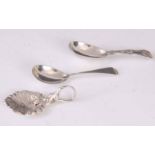 A COLLECTION OF THREE SILVER CADDY SPOONS app. 1.7 troy oz
