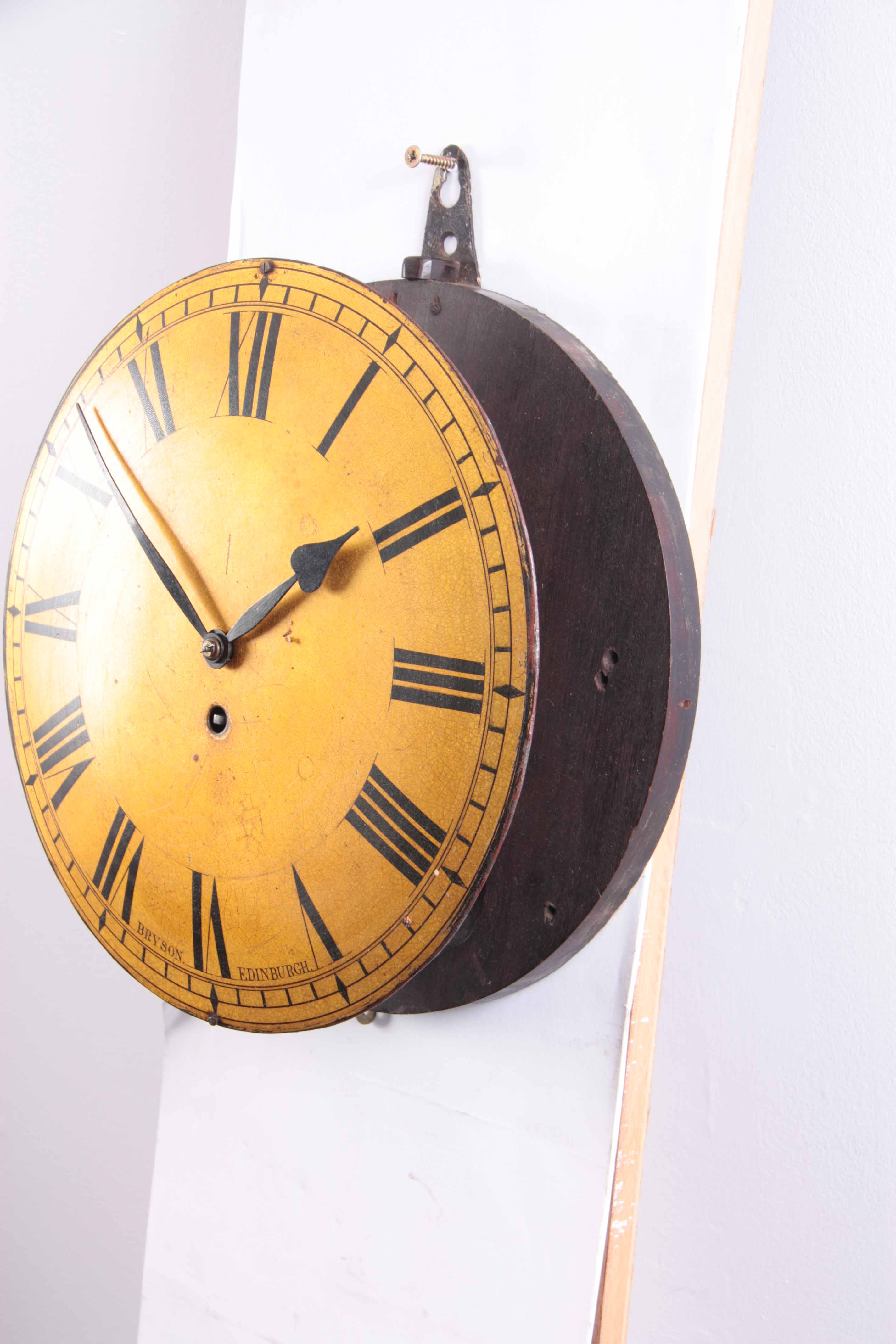 BRYSON, EDINBURGH. AN EARLY 19TH CENTURY SCOTTISH MAHOGANY WALL CLOCK having a drum-shaped case with - Image 4 of 13