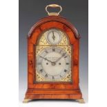 JOHN HENDERSON, LONDON. A GEORGE III MAHOGANY PAD TOP BRACKET CLOCK the arched case with brass