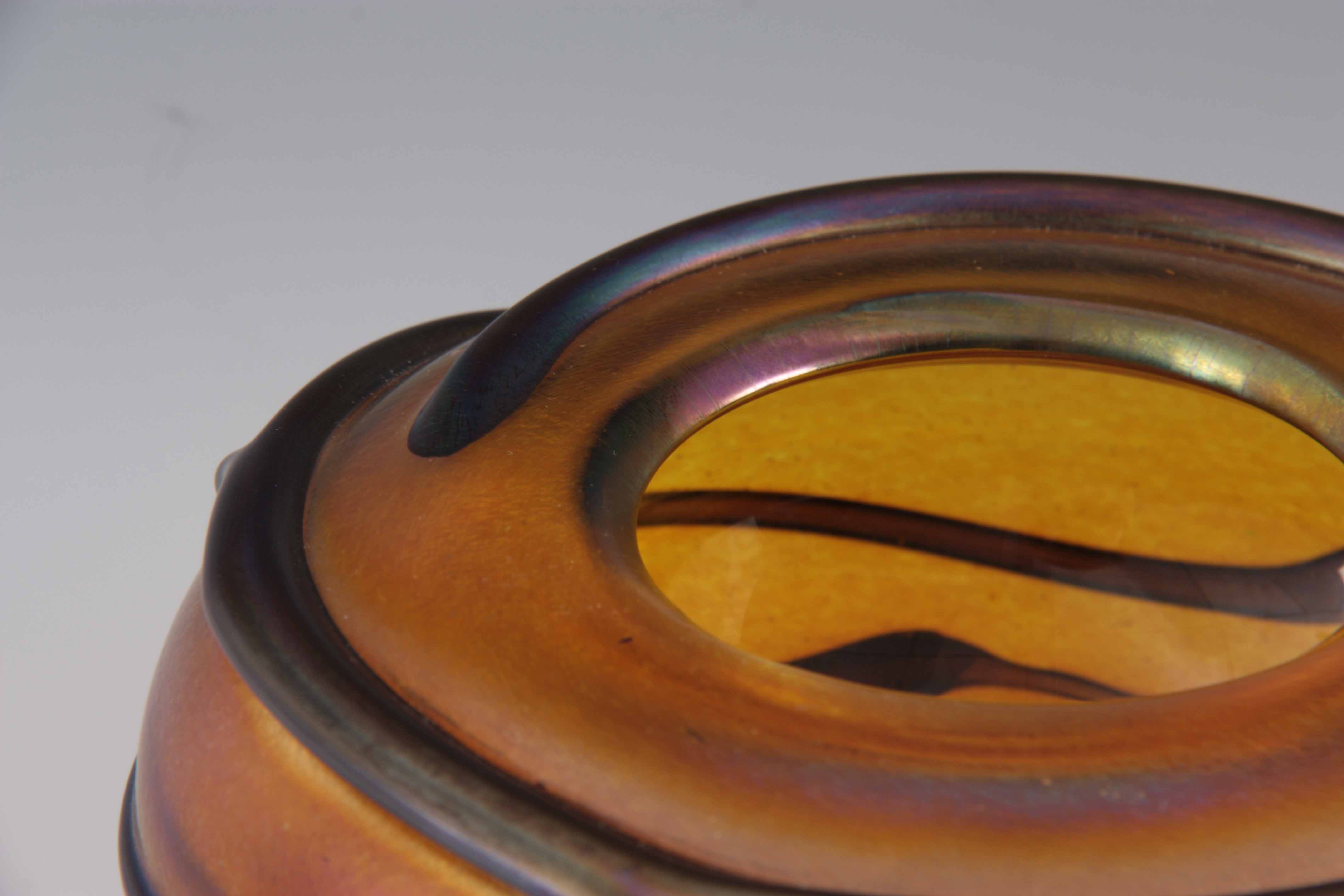 A LATE 20TH CENTURY JOHN DITCHFIELD GLASS FORM IRIDESCENT GLASS BOWL, signed and numbered, with - Image 2 of 6