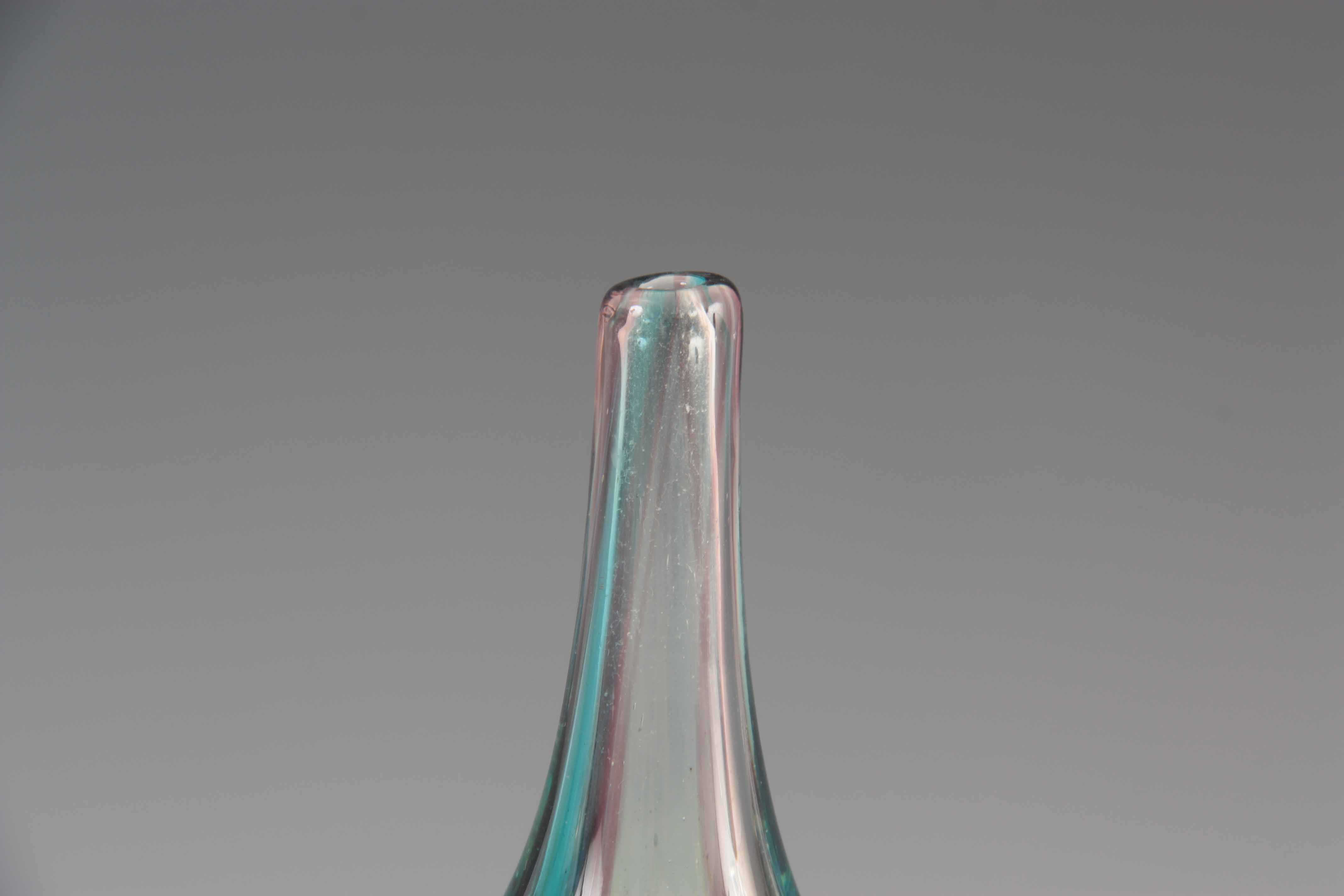 A MDINA GLASS LOLLIPOP VASE circa 1970s with faceted sides, signed, 18cm high 9.5cm wide. - Image 2 of 8