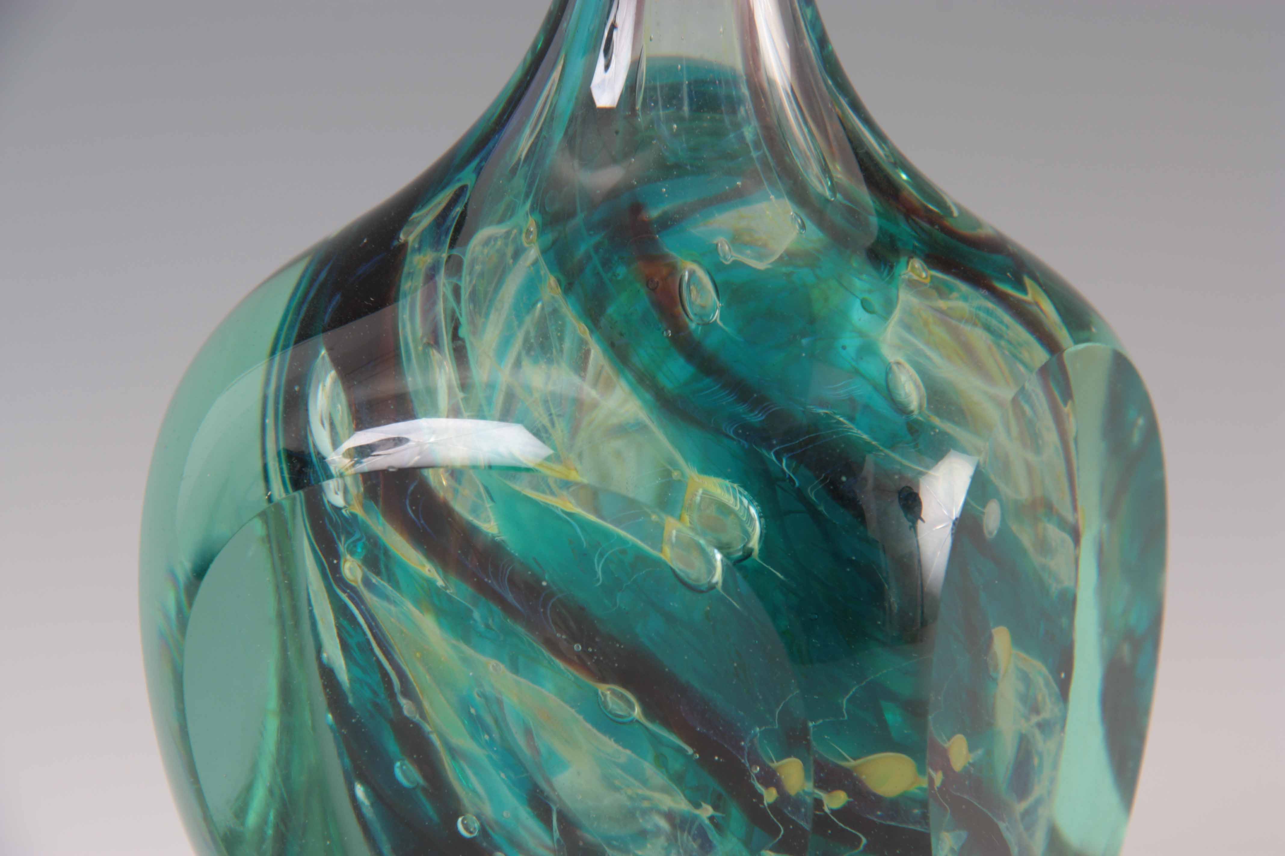 A MDINA GLASS LOLLIPOP VASE circa 1970s with faceted sides, signed, 18cm high 9.5cm wide. - Image 3 of 8