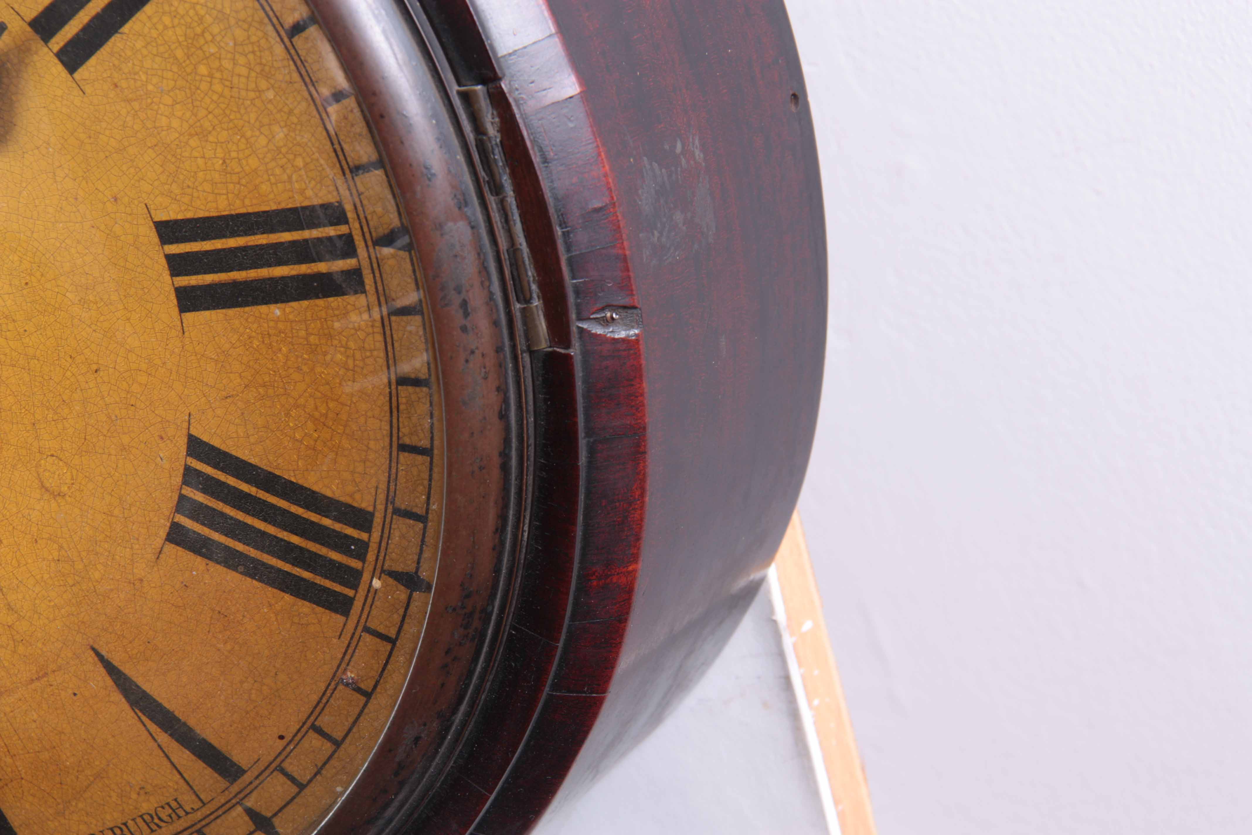 BRYSON, EDINBURGH. AN EARLY 19TH CENTURY SCOTTISH MAHOGANY WALL CLOCK having a drum-shaped case with - Image 13 of 13