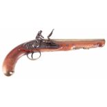 J. HARDING & SON. LONDON, A RARE WILLIAM IV ROYAL MAIL COACH FLINTLOCK PISTOL with brass barrel