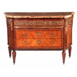 A 19TH CENTURY LOUIS XVI STYLE FRENCH SATINWOOD CROSS-BANDED KINGWOOD ORMOLU MOUNTED COMMODE AFTER