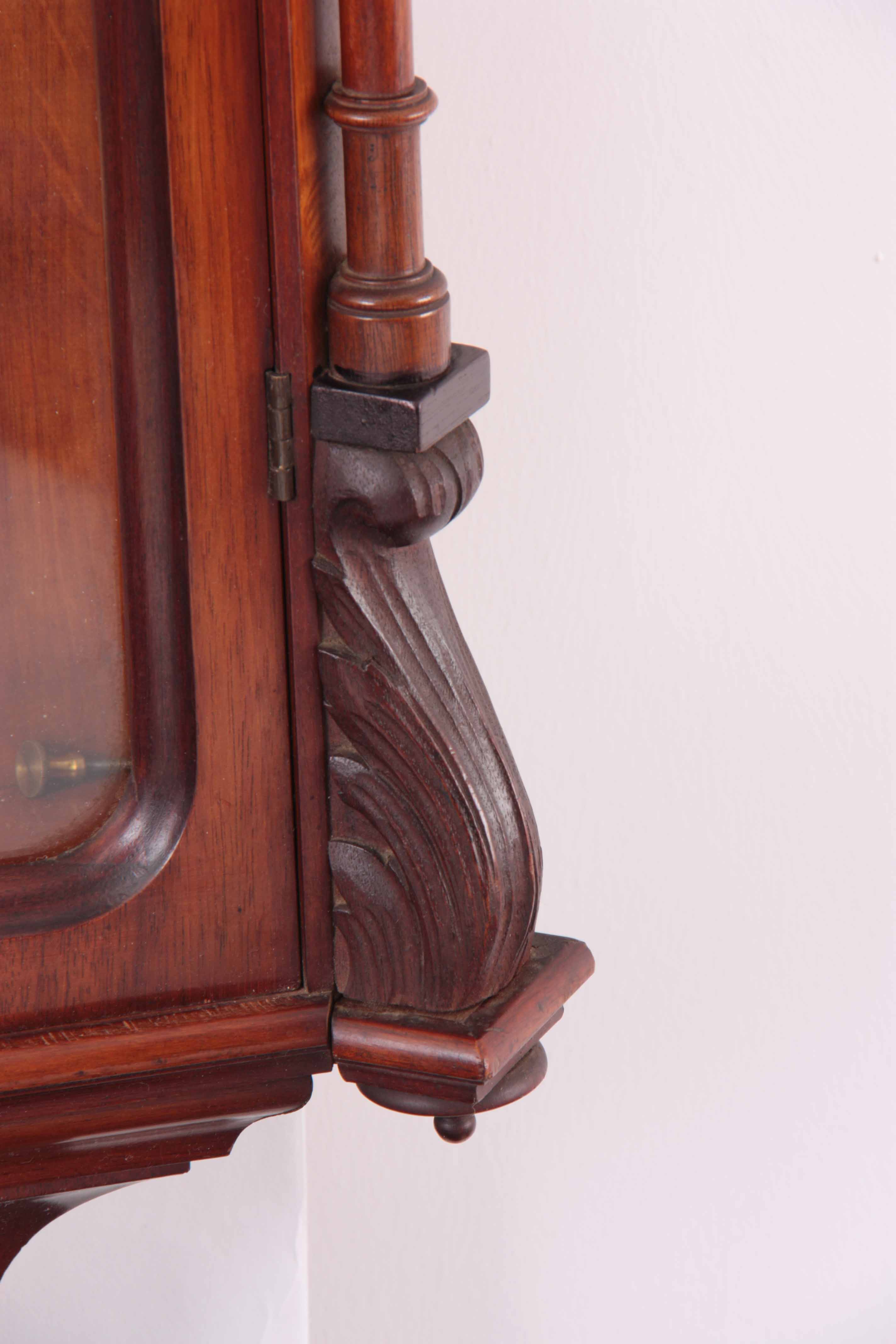 A LATE 19TH CENTURY GERMAN WALNUT VIENNA STYLE WALL CLOCK the case with detachable carved pediment - Image 7 of 8