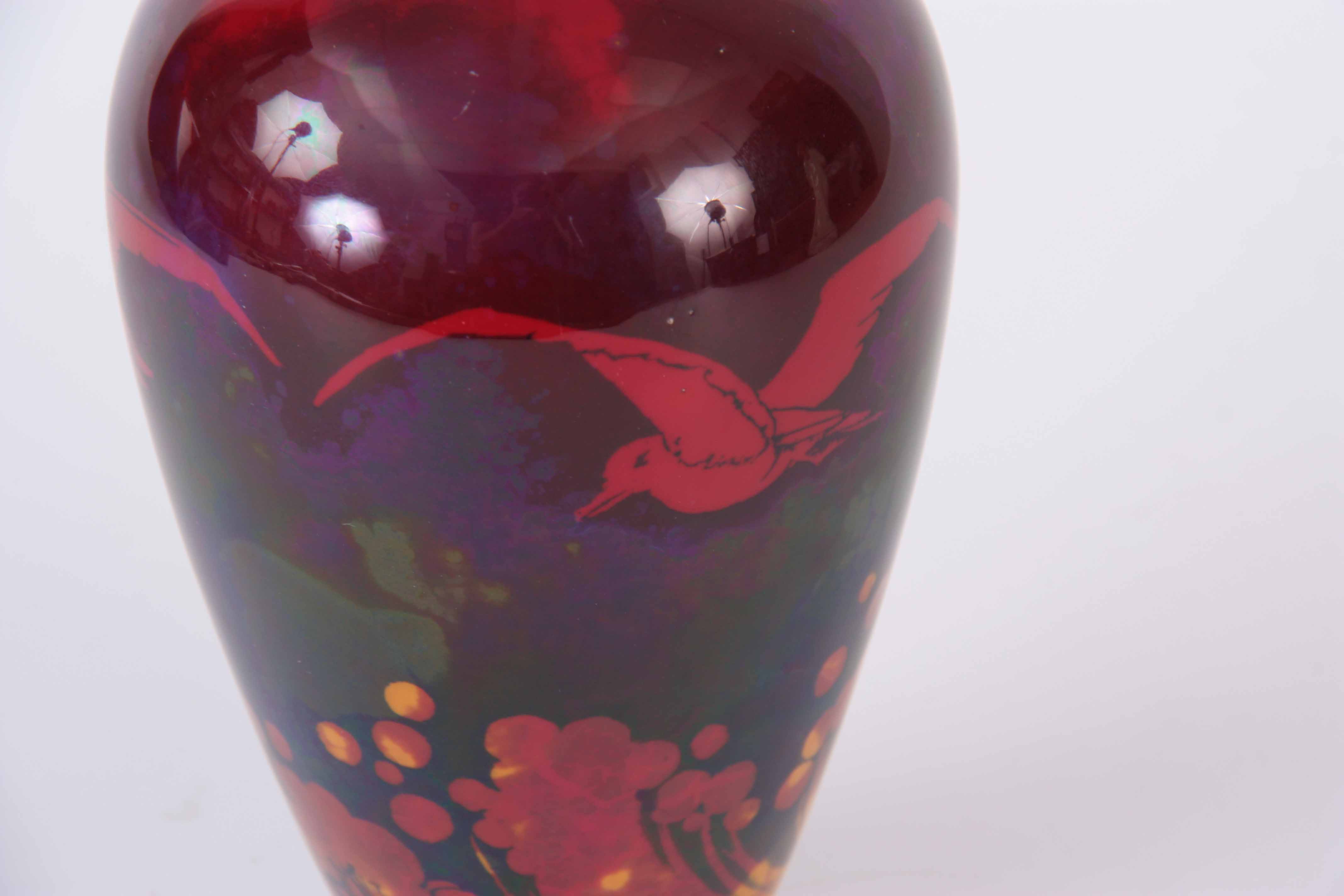 A RARE DOULTON FLAMBE VASE decorated with an Albatross - having an original label inside 18cm high - Image 3 of 5