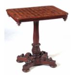 A 19TH CENTURY SPECIMEN INLAID CUBE PARQUETRY OCCASIONAL TABLE; standing on an acanthus leaf