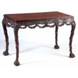 A FINE QUALITY 19TH CENTURY CARVED MAHOGANY 18TH CENTURY IRISH STYLE SILVER TABLE with moulded top