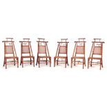 AN EXTREMELY RARE AND STYLISH SET OF SIX LATE 19TH CENTURY ENGLISH AESTHETIC CHERRYWOOD SIMULATED