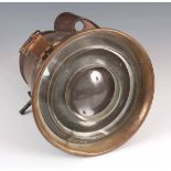 A VINTAGE CAR SEARCHLIGHT MADE BY SALSBURY & SON LTD. LONDON having a brass body with three copper