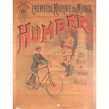 A LATE 19th CENTURY FRENCH PARISIENNE HUMBER BICYCLE POSTER a French Parisienne Humber Bicycles