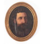 AN EARLY 19TH CENTURY OIL ON CANVAS LAID ON BOARD PORTRAIT OF A BEARDED GENTLEMAN in a moulded