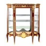 FRANCOIS LINKE, PARIS. A FINE 19TH CENTURY ORMOLU-MOUNTED KINGWOOD DISPLAY CABINET of curved bow-