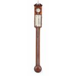 J. SOMALVICO & SON, No. 221 HOLBORN, LONDON. A GEORGE III MAHOGANY STICK BAROMETER having an