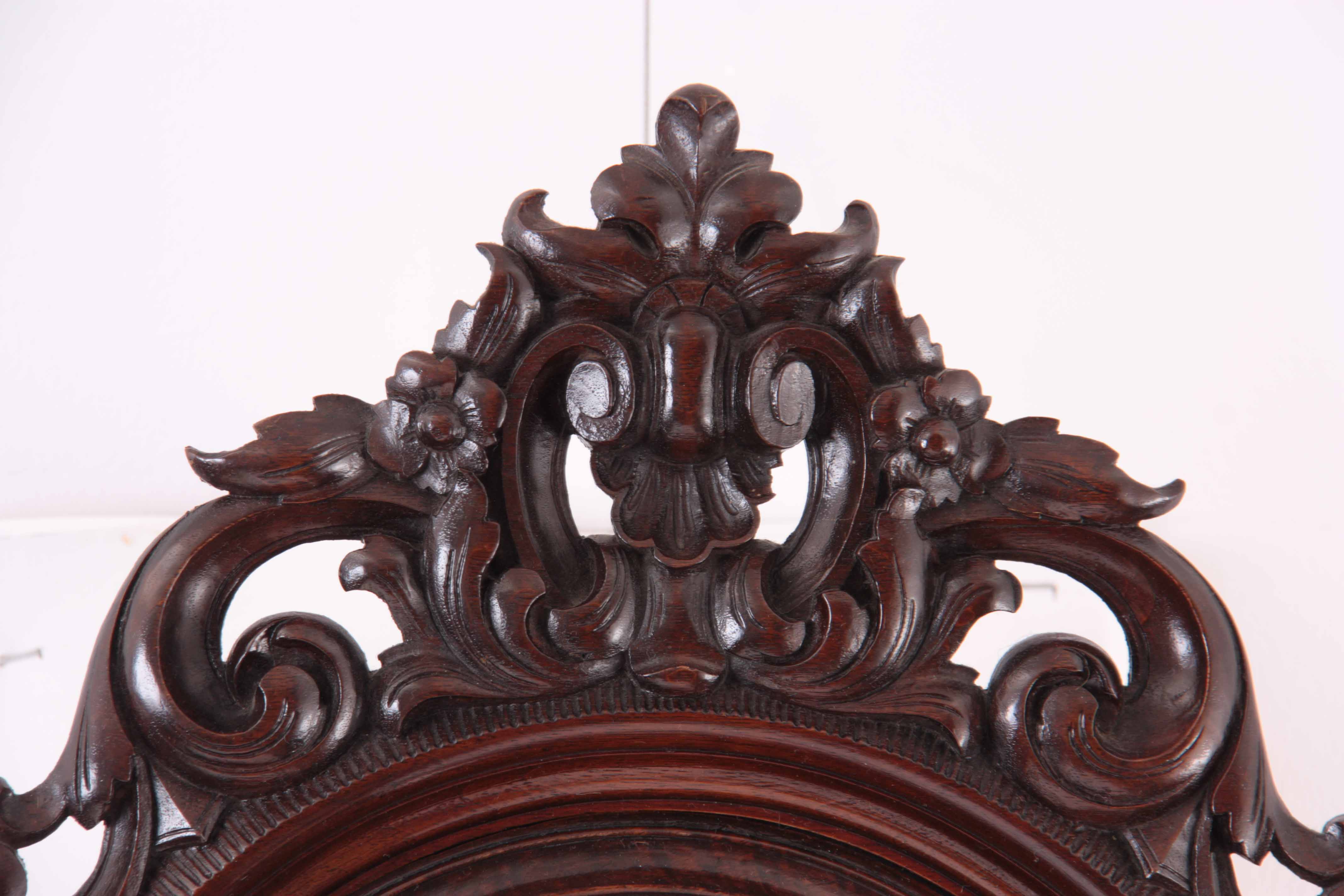 LENZKIRCH. A LATE 19TH CENTURY GERMAN VIENNA STYLE WALL CLOCK the mahogany serpentine case profusely - Image 5 of 6