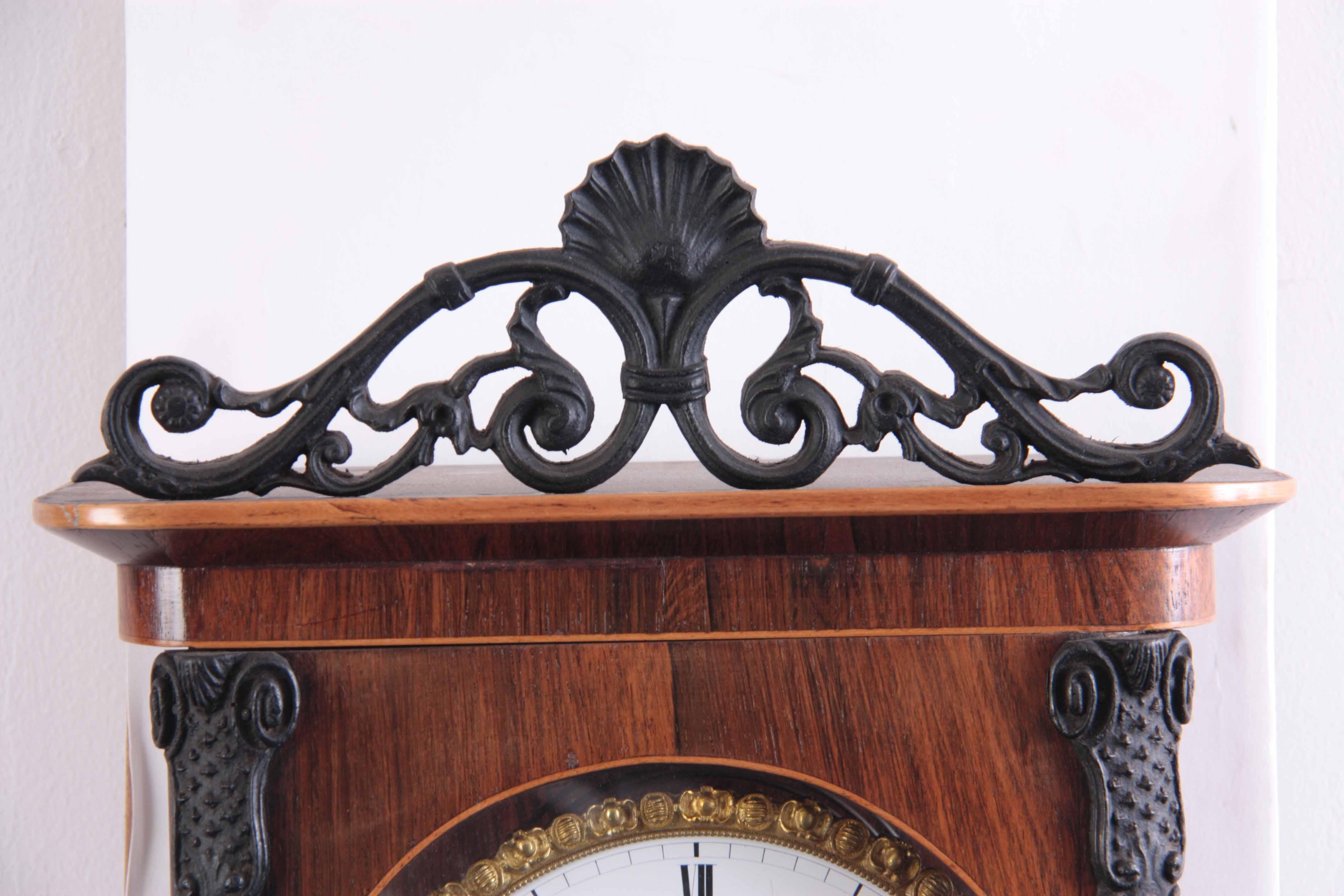 A MID 19th CENTURY BIEDERMEIER VIENNA REGULATOR WALL CLOCK the rosewood case having a carved - Image 4 of 12