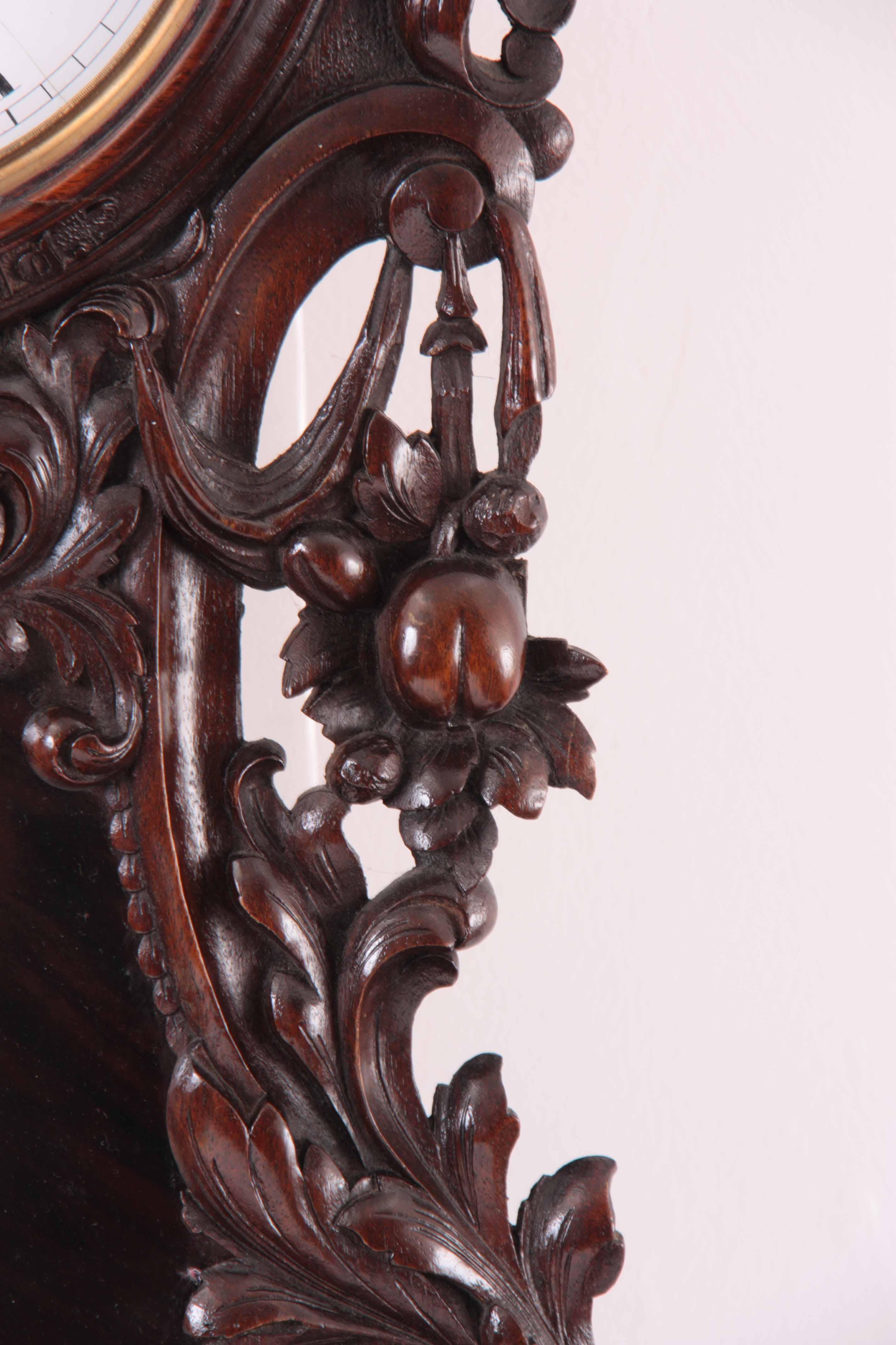 LENZKIRCH. A LATE 19TH CENTURY GERMAN VIENNA STYLE WALL CLOCK the mahogany serpentine case profusely - Image 6 of 6