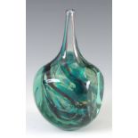 A MDINA GLASS LOLLIPOP VASE circa 1970s with faceted sides, signed, 18cm high 9.5cm wide.