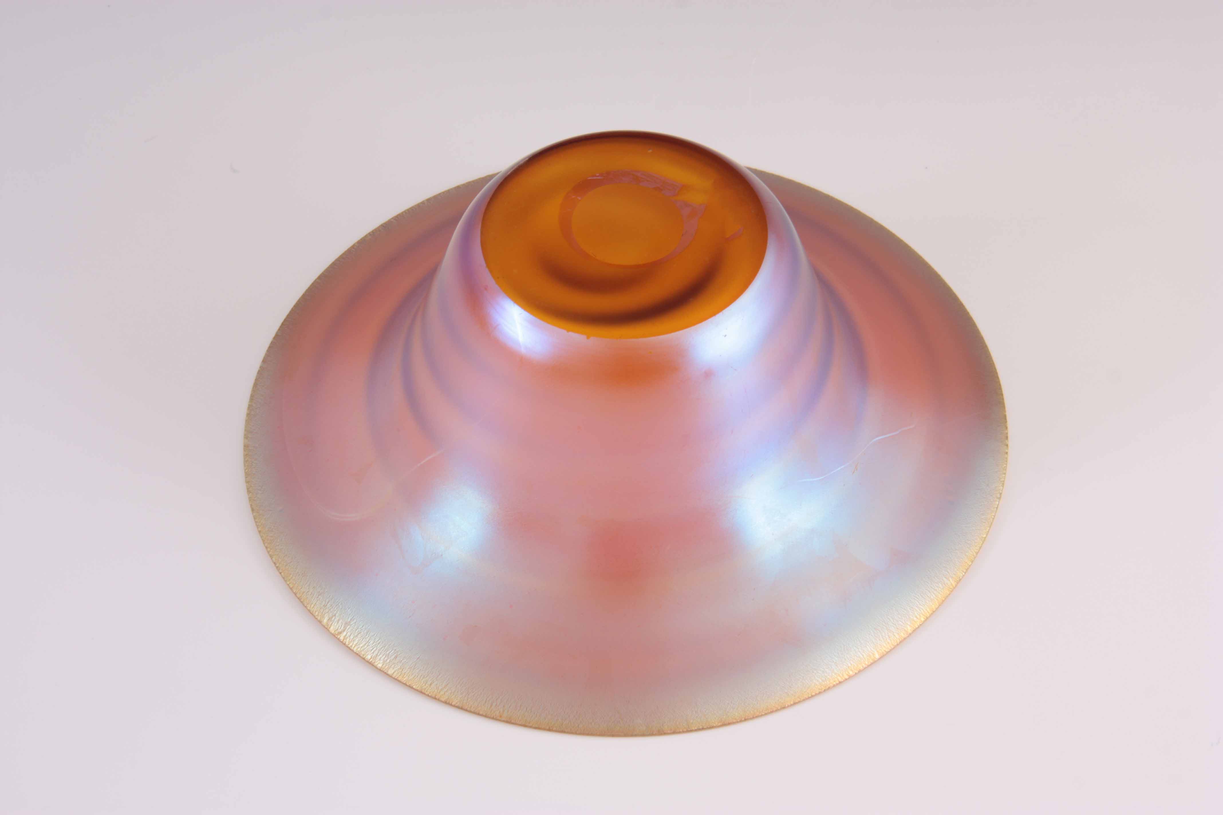 A 20TH CENTURY WMF MYRA GLASS IRIDESCENT BOWL BY KARL WIEDEMANN 8.5cm high, 23cm diameter. - Image 3 of 3