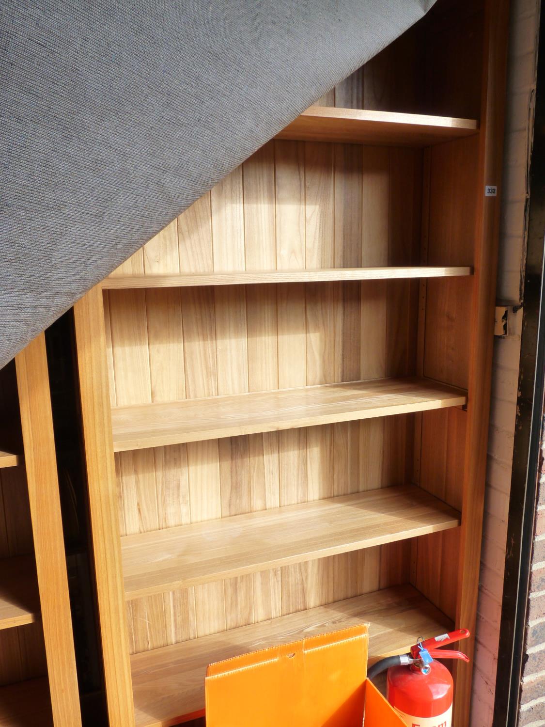 Pair of Light Oak Bookcases with removable shelves