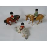 2 Beswick Thelwell figures inc. 'Kick Start' and a Small Beswick Palomino with young rider in