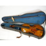 19thC Violin with paper label to interior 'Antonius Straduarius Cremona Anno 1799' (Stradivarius)