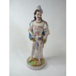 Chantilly Bisque figure of a 18thC European gentlemen, stamped mark to reverse, 35cm in Height.