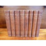 8 Volumes of Shakespeare's Works, Henry Irving Edition with brown leather spines. Condition: Some