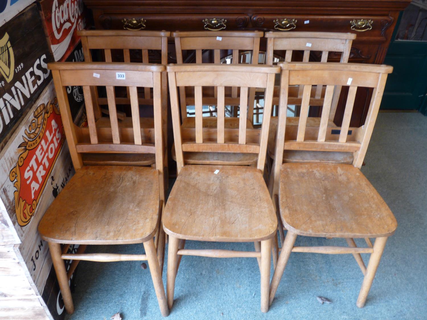 Set of 6 Walnut Chapel Chairs with bible racks