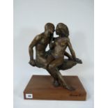 Leonardo Lucchi Bronze entitled 'Lovers' mounted on wooden base with applied mark and signed to