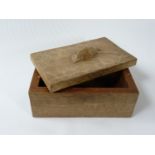 Robert Thompson Mouseman English Oak Trinket Box and Cover, of rectangular form, the cover with