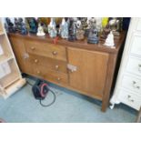 Large Oak MOD Sideboard of 2 cupboards and 3 Drawers