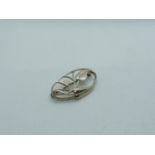 Orkney Ola Gorie Silver Oval Brooch of Leaf design