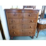 Victorian Mahogany Chest of 2 over 3 drawers with turned handles and turned feet