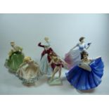Collection of Royal Doulton, Worcester and Coalport Figurines inc. Masquerade, Fair Lady, Margaret