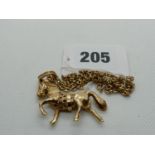 Ladies 9ct Gold Articulated Horse pendant on 9ct Gold Chain, 26g total weight