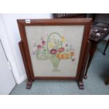 Art Deco Framed Firescreen with Floral Bouquet